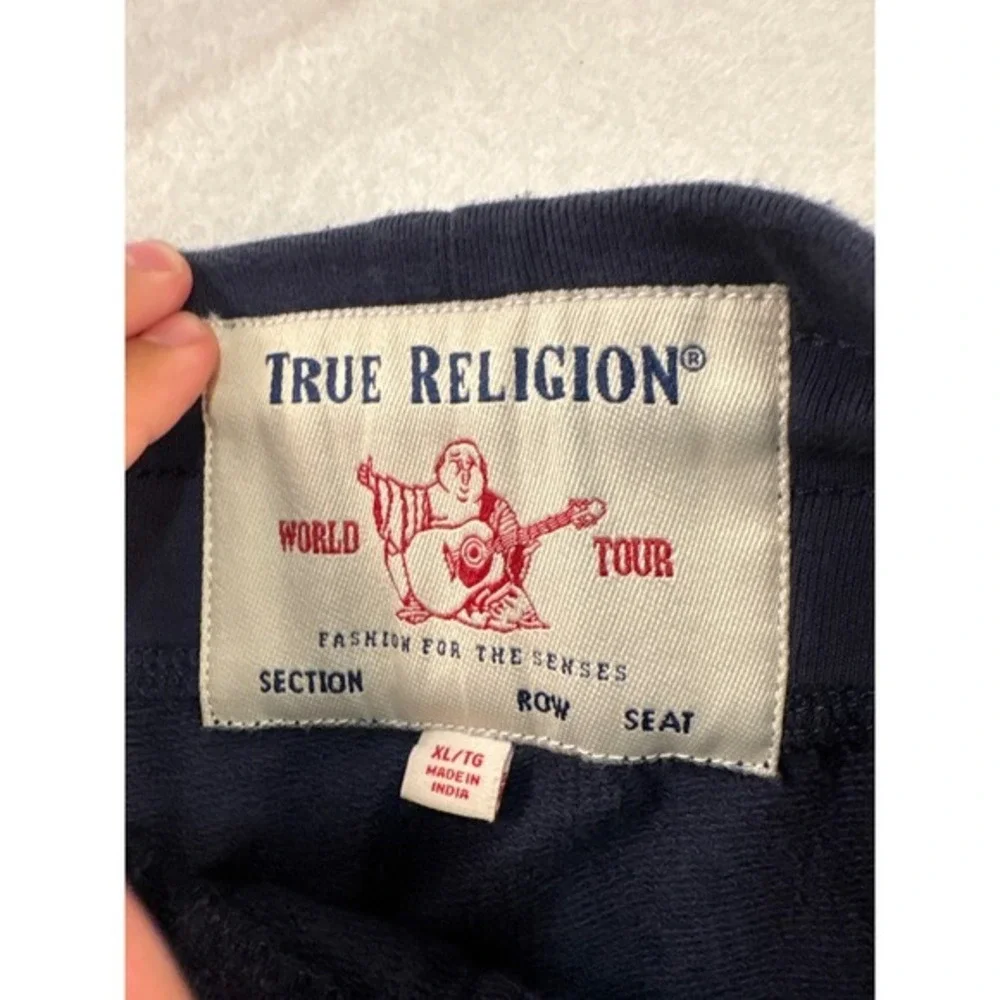 True Religion Mens XL/TG Navy Blue World Tour‎ Jogger Sweatpants Comfy #1684